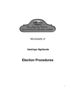 Municipality of  Hastings Highlands Election Procedures