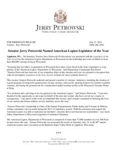 Microsoft Word - Petrowski American Legion Legislator of the Year 2014.docx
