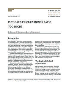 RETIREMENT RESEARCH May 2011, Number[removed]IS TODAY’S PRICE-EARNINGS RATIO