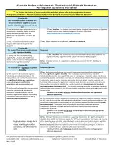 Alternate Academic Achievement Standards and Alternate Assessment                       Participation Guidelines