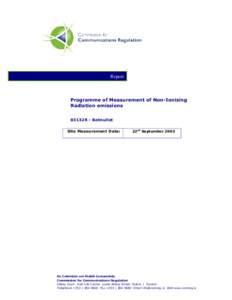 Report  Programme of Measurement of Non-Ionising Radiation emissions 03132R - Belmullet Site Measurement Date: