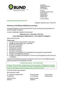Ortsverband Königstein/Glashütten Mühlenweg[removed]Königstein Vorstand: Dr. Claudia v. Eisenhart-Rothe