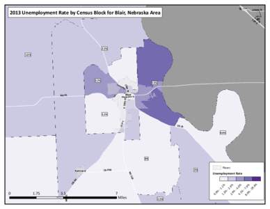 2013 Unem ploym ent Rate by Census Block for Blair, Nebraska Area  82 C R -F 50