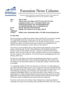 Extension News Column 	
   Date: To:  From: