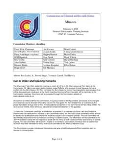 Colorado Commission on Criminal and Juvenile Justice: Minutes (February 8, 2008)