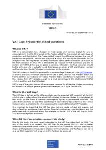 EUROPEAN COMMISSION  MEMO Brussels, 19 September[removed]VAT Gap: Frequently asked questions