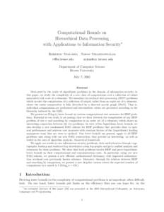 Computational Bounds on Hierarchical Data Processing with Applications to Information Security∗ Roberto Tamassia Nikos Triandopoulos 