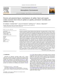 Present and potential future contributions of sulfate, black and organic carbon aerosols from China to global air quality, premature mortality and radiative forcing