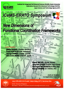 Exploratory Research for Advanced Technology (ERATO), Japan Science and Technology Agency (JST) iCeMS-ERATO Symposium New Dimensions of Functional Coordination Frameworks