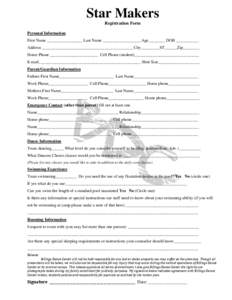 Star Makers Registration Form