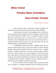 Motor Imóvel Primeiro Motor Aristotélico Deus Criador Tomista