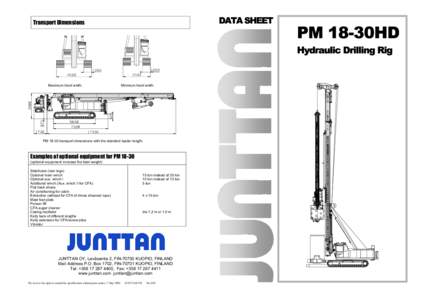 DATA SHEET  Transport Dimensions PM 18-30HD Hydraulic Drilling Rig