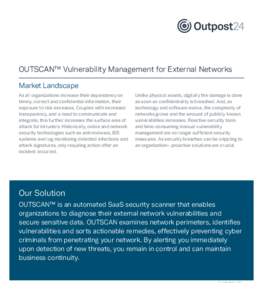 OUTSCAN™ Vulnerability Management for External Networks Market Landscape As all organizations increase their dependency on timely, correct and confidential information, their exposure to risk increases. Coupled with in