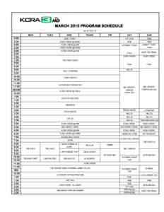 MARCH 2015 PROGRAM SCHEDULE as ofMON  4:00