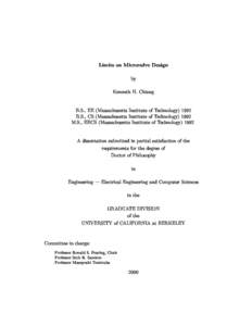 Limits on Mi
rovalve Design by Kenneth H. Chiang B.S., EE (Massa
husetts Institute of Te
hnologyB.S., CS (Massa
husetts Institute of Te
hnology) 1992