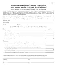 Reset Form  DTE 105H Rev[removed]Addendum to the Homestead Exemption Application for