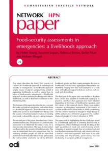 Food-security assessments in emergencies: a livelihoods approach by Helen Young, Susanne Jaspars, Rebecca Brown, Jackie Frize and Hisham Khogali 36