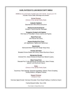 KARL RATZSCH'S LUNCHEON MENU