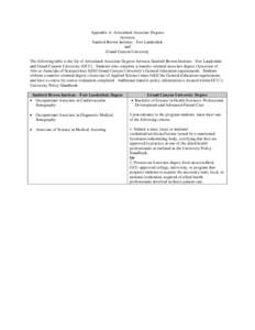 Appendix A: Articulated Associate Degrees between Sanford-Brown Institute - Fort Lauderdale and Grand Canyon University The following table is the list of Articulated Associate Degrees between Sanford-Brown Institute - F