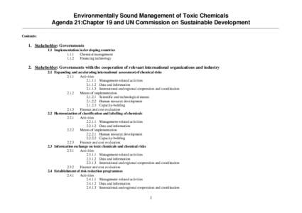 Environmentally Sound Management of Toxic Chemicals Agenda 21:Chapter 19 and UN Commission on Sustainable Development ______________________________________________________________________________________________________