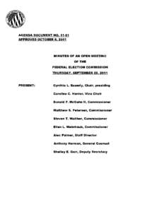 AGENDA DOCUMENT NO[removed]APPROVED OCTOBER 6, 2011 MINUTES OF AN OPEN MEETING  OF THE