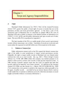 Chapter 1: Scope and Agency Responsibilities A.  Origin