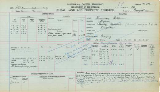 Department of the Interior Property and Tenancy Ledger