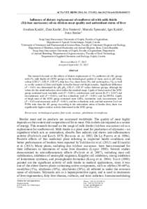 ACTA VET. BRNO 2015, 84: ; doi:avb201584040373  Influence of dietary replacement of sunflower oil with milk thistle (Silybum marianum) oil on chicken meat quality and antioxidant status of liver Gordana Kr