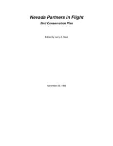 Nevada Partners in Flight Bird Conservation Plan Edited by Larry A. Neel  November 29, 1999