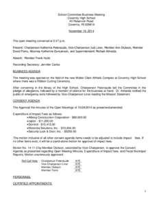 School Committee Business Meeting Coventry High School 40 Reservoir Road Coventry, RI[removed]November 19, 2014