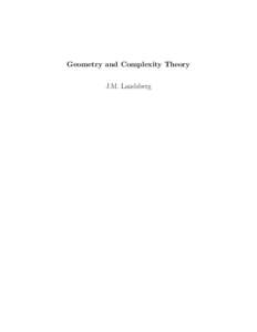 Geometry and Complexity Theory J.M. Landsberg Contents  Preface