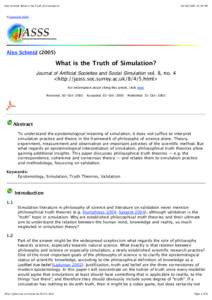 Alex Schmid: What is the Truth of Simulation?  [removed]:10 PM ©Copyright JASSS