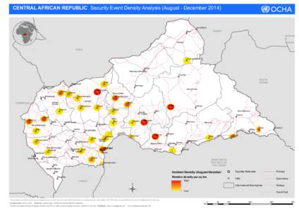 CENTRAL AFRICAN REPUBLIC Security Event Density Analysis (August - December[removed]Am-Dafock SUDAN