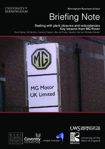 MG Motor / Labor economics / MG Rover Group / West Midlands / MG Cars / Longbridge / Rover Company / Unemployment / Job security / Rover / British brands / United Kingdom