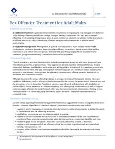 SO Treatment for Adult Males (USA[removed]Sex Offender Treatment for Adult Males Definitions (in brief)