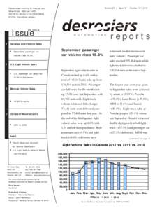Volume 26 | Issue 19 | October 15th, 2012  Published semi-monthly, 24 times per year Subscriptions: $630/year (+HST) Add $45 for delivery to the United States, $115 for International delivery