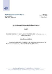 UNWTO Commission for Africa  CAF[removed]Madrid, March 2013 Original: English