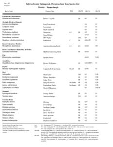 Page 1 of[removed]Indiana County Endangered, Threatened and Rare Species List County: Vanderburgh