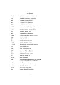 Acronyms AAS31 Australian Accounting Standard No. 31  ABC