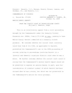 Present: Hassell, C.J., Keenan, Koontz, Kinser, Lemons, and Goodwyn, JJ., and Russell, S.J. COMMONWEALTH OF VIRGINIA v.  Record No[removed]