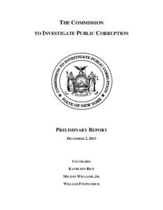 THE COMMISSION TO INVESTIGATE PUBLIC CORRUPTION PRELIMINARY REPORT DECEMBER 2, 2013