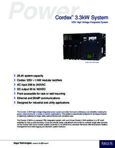 Cordex 3.3kW System ™ 125V High Voltage Integrated System  Cordex[removed]3kW system