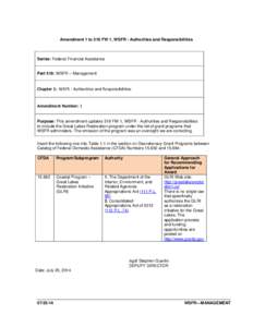 Amendment to 518 FW 1, WSFR - Authorities and Responsibilities, Fish and Wildlife Service Manual