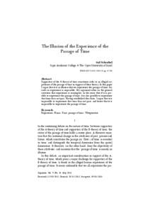 The Illusion of the Experience of the Passage of Time Gal Yehezkel Sapir Academic College & The Open University of Israel BIBLID[removed]626X[removed]; pp[removed]]