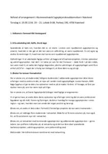 Referat af arrangement i Alumnenetværk Sygeplejerskeuddannelsen i Næstved Torsdag dkl. 19 – 21. Lokale B-08, Parkvej 190, 4700 Næstved 1. Velkomst v formand Kitt Vestergaard  2. Erfa-udveksling inkl. Kaff