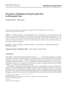 Math.Comput.Sci:73–84 DOIs11786z Mathematics in Computer Science  Preemptive Scheduling of Equal-Length Jobs