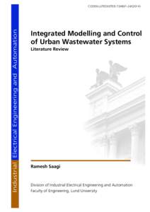 Industrial Electrical Engineering and Automation  CODEN:LUTEDX/(TEIE) Integrated Modelling and Control of Urban Wastewater Systems