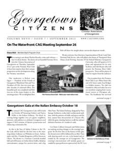 VOLUME XXVII / ISSUE 7 / SEPTEMBER[removed]W W W. C A G T O W N . O R G On The Waterfront: CAG Meeting September 26 Bob will share his insight about current development trends.