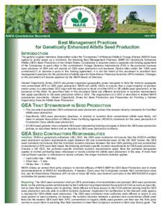 NAFA Coexistence Document  June 2015 Best Management Practices for Genetically Enhanced Alfalfa Seed Production