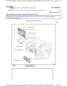 ALLDATA Online[removed]Toyota Truck 4 Runner Limited 4WD V6-3.4L (5VZ-FE) - Re... Page 1 of 9  PAUL REDEHOFT Home | Account | Contact ALLDATA | Log Out | Help